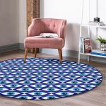 - RealHomes Dijital Baskılı Kaymaz Tabanlı Comfort Yuvarlak Halı - Realhomes  Göz Motifli Özel Tasarım Dijital Baskılı Modern Lacivert Mutfak Yıkanabilir Kaymaz Tabanlı Yuvarlak Halı Realhomes