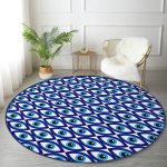 - RealHomes Dijital Baskılı Kaymaz Tabanlı Comfort Yuvarlak Halı - Realhomes  Göz Motifli Özel Tasarım Dijital Baskılı Modern Lacivert Mutfak Yıkanabilir Kaymaz Tabanlı Yuvarlak Halı Realhomes