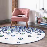 - RealHomes Dijital Baskılı Kaymaz Tabanlı Comfort Yuvarlak Halı - Realhomes Realhomes Nazar Boncuğu Motifli Dijital Baskılı Modern Lacivert Koridor ve Antre Yıkanabilir Kaymaz Tabanlı Yuvarlak Halı Realhomes