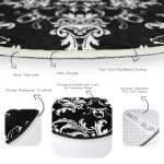 - RealHomes Dijital Baskılı Kaymaz Tabanlı Comfort Yuvarlak Halı - Realhomes  Siyah Zeminde Damask Özel Tasarım Dijital Baskılı Modern Salon ve Oturma Odası Yıkanabilir Kaymaz Tabanlı Yuvarlak Halı Realhomes