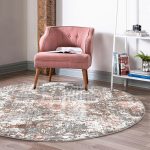 - RealHomes Dijital Baskılı Kaymaz Tabanlı Comfort Yuvarlak Halı - Realhomes Soyut Damask Motifli Özel Tasarım Dijital Baskılı Modern Gri Koridor ve Antre Yıkanabilir Kaymaz Tabanlı Yuvarlak Halı Realhomes