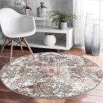 - RealHomes Dijital Baskılı Kaymaz Tabanlı Comfort Yuvarlak Halı - Realhomes Soyut Damask Motifli Özel Tasarım Dijital Baskılı Modern Gri Koridor ve Antre Yıkanabilir Kaymaz Tabanlı Yuvarlak Halı Realhomes