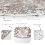 - RealHomes Dijital Baskılı Kaymaz Tabanlı Comfort Yuvarlak Halı - Realhomes Soyut Damask Motifli Özel Tasarım Dijital Baskılı Modern Gri Koridor ve Antre Yıkanabilir Kaymaz Tabanlı Yuvarlak Halı Realhomes