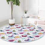 - RealHomes Dijital Baskılı Kaymaz Tabanlı Comfort Yuvarlak Halı - Realhomes  Kelebek Ve Tüy Motifli Dijital Baskılı Özel Tasarım Modern Renkli Çocuk ve Genç Odası Yıkanabilir Kaymaz Tabanlı Yuvarlak Halı Realhomes