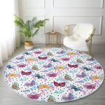 - RealHomes Dijital Baskılı Kaymaz Tabanlı Comfort Yuvarlak Halı - Realhomes  Kelebek Ve Tüy Motifli Dijital Baskılı Özel Tasarım Modern Renkli Çocuk ve Genç Odası Yıkanabilir Kaymaz Tabanlı Yuvarlak Halı Realhomes