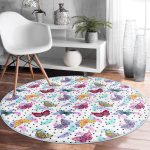 - RealHomes Dijital Baskılı Kaymaz Tabanlı Comfort Yuvarlak Halı - Realhomes  Kelebek Ve Tüy Motifli Dijital Baskılı Özel Tasarım Modern Renkli Çocuk ve Genç Odası Yıkanabilir Kaymaz Tabanlı Yuvarlak Halı Realhomes