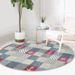 - RealHomes Dijital Baskılı Kaymaz Tabanlı Comfort Yuvarlak Halı - Realhomes Patchwork Desenli Özel Tasarım Dijital Baskılı Modern Renkli Koridor ve Antre Yıkanabilir Kaymaz Tabanlı Yuvarlak Halı Realhomes