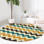 - RealHomes Dijital Baskılı Kaymaz Tabanlı Comfort Yuvarlak Halı - Realhomes  Modern Zikzak Desen Dijital Baskılı Renkli Salon ve Oturma Odası Yıkanabilir Kaymaz Tabanlı Yuvarlak Halı Realhomes