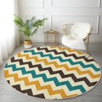 - RealHomes Dijital Baskılı Kaymaz Tabanlı Comfort Yuvarlak Halı - Realhomes  Modern Zikzak Desen Dijital Baskılı Renkli Salon ve Oturma Odası Yıkanabilir Kaymaz Tabanlı Yuvarlak Halı Realhomes