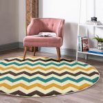 - RealHomes Dijital Baskılı Kaymaz Tabanlı Comfort Yuvarlak Halı - Realhomes  Modern Zikzak Desen Dijital Baskılı Renkli Salon ve Oturma Odası Yıkanabilir Kaymaz Tabanlı Yuvarlak Halı Realhomes