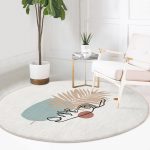 - RealHomes Dijital Baskılı Kaymaz Tabanlı Comfort Yuvarlak Halı - Realhomes  Realhomes Boho House Özel Tasarım Krem Salon ve Oturma Odası Yıkanabilir Kaymaz Tabanlı Yuvarlak Halı Realhomes