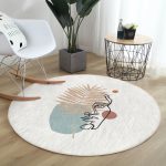 - RealHomes Dijital Baskılı Kaymaz Tabanlı Comfort Yuvarlak Halı - Realhomes  Realhomes Boho House Özel Tasarım Krem Salon ve Oturma Odası Yıkanabilir Kaymaz Tabanlı Yuvarlak Halı Realhomes