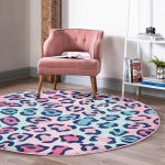 - RealHomes Dijital Baskılı Kaymaz Tabanlı Comfort Yuvarlak Halı - Realhomes  Renkli Leopar Desenli Özel Tasarımlı Dijital Baskılı Çocuk Odası Pembe ve Genç Yıkanabilir Kaymaz Tabanlı Yuvarlak Halı Realhomes