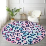 - RealHomes Dijital Baskılı Kaymaz Tabanlı Comfort Yuvarlak Halı - Realhomes  Renkli Leopar Desenli Özel Tasarımlı Dijital Baskılı Çocuk Odası Pembe ve Genç Yıkanabilir Kaymaz Tabanlı Yuvarlak Halı Realhomes