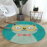 - RealHomes Dijital Baskılı Kaymaz Tabanlı Comfort Yuvarlak Halı - Realhomes  Realhomes Renkli Kedi Dijital Baskılı Modern Turkuaz Çocuk ve Genç Odası Yıkanabilir Kaymaz Tabanlı Yuvarlak Halı Realhomes