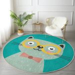 - RealHomes Dijital Baskılı Kaymaz Tabanlı Comfort Yuvarlak Halı - Realhomes  Realhomes Renkli Kedi Dijital Baskılı Modern Turkuaz Çocuk ve Genç Odası Yıkanabilir Kaymaz Tabanlı Yuvarlak Halı Realhomes