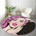 - RealHomes Dijital Baskılı Kaymaz Tabanlı Comfort Yuvarlak Halı - Realhomes Realhomes Pop Art Retro Dijital Baskılı Pembe Çocuk ve Genç Odası Yıkanabilir Kaymaz Tabanlı Yuvarlak Halı Realhomes
