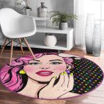 - RealHomes Dijital Baskılı Kaymaz Tabanlı Comfort Yuvarlak Halı - Realhomes Realhomes Pop Art Retro Dijital Baskılı Pembe Çocuk ve Genç Odası Yıkanabilir Kaymaz Tabanlı Yuvarlak Halı Realhomes