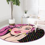- RealHomes Dijital Baskılı Kaymaz Tabanlı Comfort Yuvarlak Halı - Realhomes Realhomes Pop Art Retro Dijital Baskılı Pembe Çocuk ve Genç Odası Yıkanabilir Kaymaz Tabanlı Yuvarlak Halı Realhomes