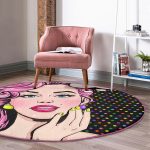 - RealHomes Dijital Baskılı Kaymaz Tabanlı Comfort Yuvarlak Halı - Realhomes Realhomes Pop Art Retro Dijital Baskılı Pembe Çocuk ve Genç Odası Yıkanabilir Kaymaz Tabanlı Yuvarlak Halı Realhomes