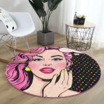 - RealHomes Dijital Baskılı Kaymaz Tabanlı Comfort Yuvarlak Halı - Realhomes Realhomes Pop Art Retro Dijital Baskılı Pembe Çocuk ve Genç Odası Yıkanabilir Kaymaz Tabanlı Yuvarlak Halı Realhomes