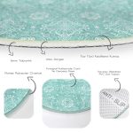 - RealHomes Dijital Baskılı Kaymaz Tabanlı Comfort Yuvarlak Halı - Realhomes Damask Figürlü Dijital Baskılı Turkuaz Salon ve Oturma Odası Yıkanabilir Kaymaz Tabanlı Yuvarlak Halı Realhomes