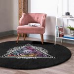 - RealHomes Dijital Baskılı Kaymaz Tabanlı Comfort Yuvarlak Halı - Realhomes  Üçüncü Göz Motifli Özel Tasarım Dijital Baskılı Siyah Salon ve Oturma Odası Yıkanabilir Kaymaz Tabanlı Yuvarlak Halı Realhomes