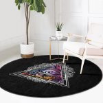 - RealHomes Dijital Baskılı Kaymaz Tabanlı Comfort Yuvarlak Halı - Realhomes  Üçüncü Göz Motifli Özel Tasarım Dijital Baskılı Siyah Salon ve Oturma Odası Yıkanabilir Kaymaz Tabanlı Yuvarlak Halı Realhomes