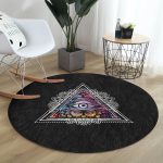 - RealHomes Dijital Baskılı Kaymaz Tabanlı Comfort Yuvarlak Halı - Realhomes  Üçüncü Göz Motifli Özel Tasarım Dijital Baskılı Siyah Salon ve Oturma Odası Yıkanabilir Kaymaz Tabanlı Yuvarlak Halı Realhomes