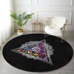 - RealHomes Dijital Baskılı Kaymaz Tabanlı Comfort Yuvarlak Halı - Realhomes  Üçüncü Göz Motifli Özel Tasarım Dijital Baskılı Siyah Salon ve Oturma Odası Yıkanabilir Kaymaz Tabanlı Yuvarlak Halı Realhomes