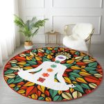 - RealHomes Dijital Baskılı Kaymaz Tabanlı Comfort Yuvarlak Halı - Realhomes Uzak Doğu Yoga Motifleri Mandala Özel Tasarım Dijital Baskılı Renkli Salon ve Oturma Odası Yıkanabilir Kaymaz Tabanlı Yuvarlak Halı Realhomes