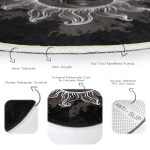 - RealHomes Dijital Baskılı Kaymaz Tabanlı Comfort Yuvarlak Halı - Realhomes Realhomes Özel Tasarım Güneş Ay Motifli Siyah Salon ve Oturma Odası Yıkanabilir Kaymaz Tabanlı Yuvarlak Halı Realhomes