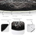 - RealHomes Dijital Baskılı Kaymaz Tabanlı Comfort Yuvarlak Halı - Realhomes  Realhomes Siyah Zeminde Beyaz Desenli Salon ve Oturma Odası Yıkanabilir Kaymaz Tabanlı Yuvarlak Halı Realhomes