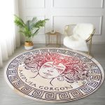 - RealHomes Dijital Baskılı Kaymaz Tabanlı Comfort Yuvarlak Halı - Realhomes  Medusa Gorgon Özel Tasarım Dijital Baskılı Krem Salon ve Oturma Odası Yıkanabilir Kaymaz Tabanlı Yuvarlak Halı Realhomes