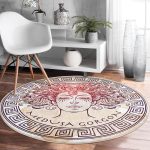 - RealHomes Dijital Baskılı Kaymaz Tabanlı Comfort Yuvarlak Halı - Realhomes  Medusa Gorgon Özel Tasarım Dijital Baskılı Krem Salon ve Oturma Odası Yıkanabilir Kaymaz Tabanlı Yuvarlak Halı Realhomes