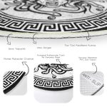 - RealHomes Dijital Baskılı Kaymaz Tabanlı Comfort Yuvarlak Halı - Realhomes  Realhomes Eski Medusa Özel Tasarım Siyah Salon ve Oturma Odası Yıkanabilir Kaymaz Tabanlı Yuvarlak Halı Realhomes