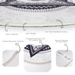 - RealHomes Dijital Baskılı Kaymaz Tabanlı Comfort Yuvarlak Halı - Realhomes  Beyaz Zeminde Lacivert Üçüncü Göz Dijital Baskılı Salon ve Oturma Odası Yıkanabilir Kaymaz Tabanlı Yuvarlak Halı Realhomes