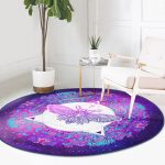 - RealHomes Dijital Baskılı Kaymaz Tabanlı Comfort Yuvarlak Halı - Realhomes  Soyut Tarzda Dijital Baskılı Özel Tasarım Modern Lacivert Salon ve Oturma Odası Yıkanabilir Kaymaz Tabanlı Yuvarlak Halı Realhomes