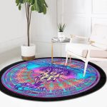 - RealHomes Dijital Baskılı Kaymaz Tabanlı Comfort Yuvarlak Halı - Realhomes  Soyut Fil Figürlü Dijital Baskılı Özel Tasarım Modern Renkli Salon ve Oturma Odası Yıkanabilir Kaymaz Tabanlı Yuvarlak Halı Realhomes