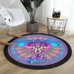 - RealHomes Dijital Baskılı Kaymaz Tabanlı Comfort Yuvarlak Halı - Realhomes  Soyut Fil Figürlü Dijital Baskılı Özel Tasarım Modern Renkli Salon ve Oturma Odası Yıkanabilir Kaymaz Tabanlı Yuvarlak Halı Realhomes