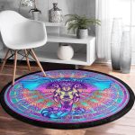 - RealHomes Dijital Baskılı Kaymaz Tabanlı Comfort Yuvarlak Halı - Realhomes  Soyut Fil Figürlü Dijital Baskılı Özel Tasarım Modern Renkli Salon ve Oturma Odası Yıkanabilir Kaymaz Tabanlı Yuvarlak Halı Realhomes