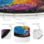 - RealHomes Dijital Baskılı Kaymaz Tabanlı Comfort Yuvarlak Halı - Realhomes  Siyah Zeminde Renkli Uzak Doğu Denge İkonlu Dijital Baskılı Salon ve Oturma Odası Yıkanabilir Kaymaz Tabanlı Yuvarlak Halı Realhomes