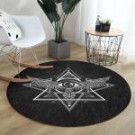 - RealHomes Dijital Baskılı Kaymaz Tabanlı Comfort Yuvarlak Halı - Realhomes  Özel Tasarım Kanatlı Üçüncü Göz Motifli Dijital Baskılı Siyah Salon ve Oturma Odası Yıkanabilir Kaymaz Tabanlı Yuvarlak Halı Realhomes