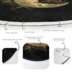 - RealHomes Dijital Baskılı Kaymaz Tabanlı Comfort Yuvarlak Halı - Realhomes  Realhomes Özel Tasarım Gold Ay Desenli Saat Salon ve Oturma Odası Yıkanabilir Kaymaz Tabanlı Yuvarlak Halı Realhomes