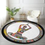 - RealHomes Dijital Baskılı Kaymaz Tabanlı Comfort Yuvarlak Halı - Realhomes  Realhomes Siyah Zeminde Yoga Motifli Renkli Salon ve Oturma Odası Yıkanabilir Kaymaz Tabanlı Yuvarlak Halı Realhomes