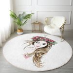 - RealHomes Dijital Baskılı Kaymaz Tabanlı Comfort Yuvarlak Halı - Realhomes Beyaz Zeminde Renkli Kalem Çizimli Modern Krem Çocuk ve Genç Odası Yıkanabilir Kaymaz Tabanlı Yuvarlak Halı Realhomes