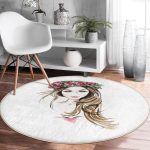 - RealHomes Dijital Baskılı Kaymaz Tabanlı Comfort Yuvarlak Halı - Realhomes Beyaz Zeminde Renkli Kalem Çizimli Modern Krem Çocuk ve Genç Odası Yıkanabilir Kaymaz Tabanlı Yuvarlak Halı Realhomes