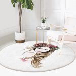 - RealHomes Dijital Baskılı Kaymaz Tabanlı Comfort Yuvarlak Halı - Realhomes Beyaz Zeminde Renkli Kalem Çizimli Modern Krem Çocuk ve Genç Odası Yıkanabilir Kaymaz Tabanlı Yuvarlak Halı Realhomes