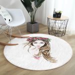 - RealHomes Dijital Baskılı Kaymaz Tabanlı Comfort Yuvarlak Halı - Realhomes Beyaz Zeminde Renkli Kalem Çizimli Modern Krem Çocuk ve Genç Odası Yıkanabilir Kaymaz Tabanlı Yuvarlak Halı Realhomes