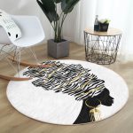 - RealHomes Dijital Baskılı Kaymaz Tabanlı Comfort Yuvarlak Halı - Realhomes  Siyah Beyaz Zenci Kadın Motifli Modern Salon ve Oturma Odası Yıkanabilir Kaymaz Tabanlı Yuvarlak Halı Realhomes